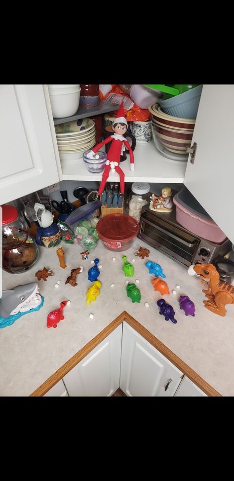 Elf On Shelf, Shelf Ideas, Elf On The Shelf, Dinosaurs, Elf, Shelves, Holiday Decor, Home Decor, Home Décor