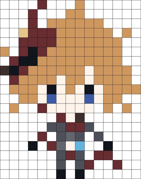 Genshin Perler Bead Patterns, Genshin Perler Beads, Genshin Pixel Art, Genshin Perler, Genshin Impact Pixel Art, Hama Art, Kare Kare, 19 Days Characters, Pearl Beads Pattern