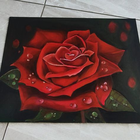 Red Rose Acrylic Painting, Rose Canvas Painting, Red Roses Painting, Polaroid Drawing, Red Rose Painting, Rose Painting Acrylic, Drawing Rose, Arte Aesthetic, Doddle Art