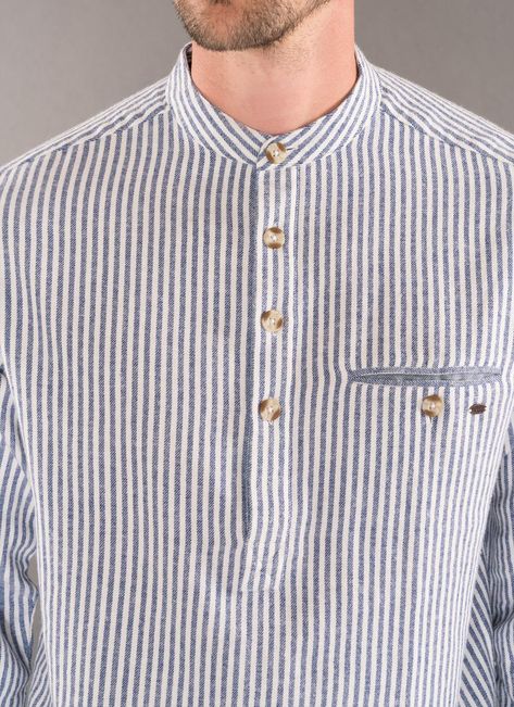 Vintage Style Hijab, Striped Mens Shirt, Short Kurta For Men, Grandfather Shirts, Stylish Men Wear, Striped Shirt Men, Costume Africain, Navy Striped Shirt, Nigerian Men Fashion