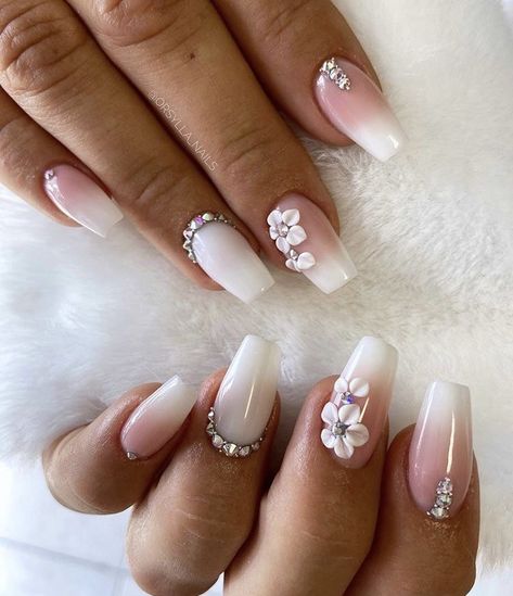 Wedding Acrylic Nails, Elegant Touch Nails, Girls Nail Designs, Bridal Nails Designs, Wedding Nail Art Design, Bridal Nail Art, Tie Dye Nails, Finger Nail Art, Nails Design With Rhinestones