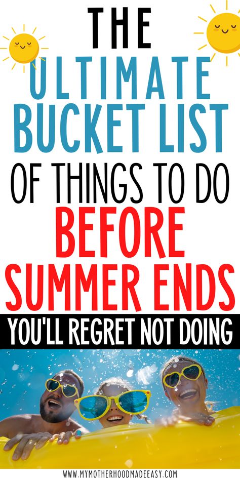 Get your summer bucket list ready with these fun and easy things you can do before the kids go back to school. Click to read more. Things For Kids To Do In The Summer, Summer Family Activities Things To Do, Summer Bucket List 2024 For Kids, Things To Do With Your Kids This Summer, Fun Summer Things To Do With Kids, Things To Do In Summer With Kids, Summer Bucket List For Families, Summer Bucket List Family, Kids Summer Bucket List Ideas