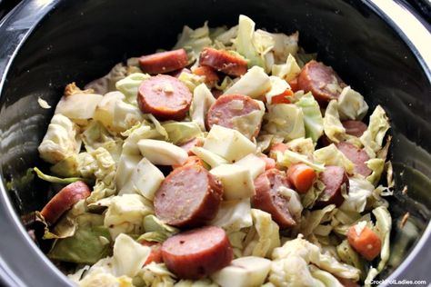 Crock-Pot Cabbage, Kielbasa Sausage and Potatoes - Crock-Pot Ladies Kielbasa Cabbage And Potatoes, Slow Cooker Recipes Turkey, Cabbage Kielbasa, Kielbasa Cabbage, Kielbasa And Cabbage, Potato Sausage, Sausage And Potatoes, Crock Pot Cabbage, Old Fashioned Recipe