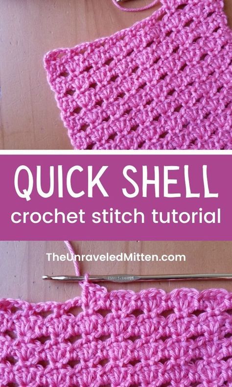 Quick Shell Crochet Stitch Tutorial | The Unraveled Mitten Crochet Shells Blanket, Aphgan Patterns Crochet, Scale Crochet Stitch, Crochet Shell Stitch Baby Blanket, Shell Stitch Crochet Blanket, Shell Crochet Stitch, Crochet Shell Blanket, Crochet Shell Pattern, Crochet Stitch Pattern