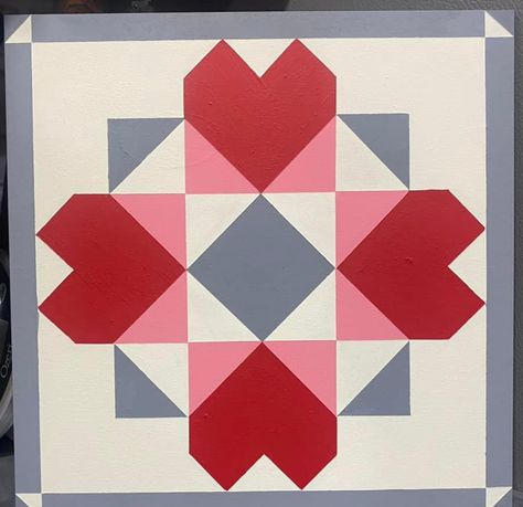 Hearts Quilt, Heart Quilts, Painted Barn Quilts, Barn Quilt Designs, Wood Barn, Barn Quilt Patterns, Heart Quilt, Barn Quilt, Barn Quilts