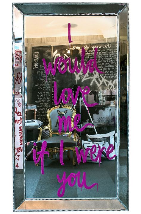 Punk Interior Design, Jimmie Martin, Graffiti Furniture, Painted Mirrors, Do It Yourself Decoration, Hand Painted Mirrors, Kensington Palace, Mirror Painting, Funky Furniture