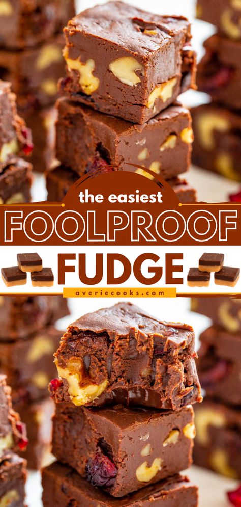 The Easiest Chocolate Fudge Recipe (Foolproof!) - Averie Cooks Foolproof Fudge, Best Fudge Recipe, Easy Chocolate Fudge, Averie Cooks, Fudge Recipes Chocolate, Fudge Recipes Easy, Fudge Easy, Fudge Recipe, Fudge Brownies