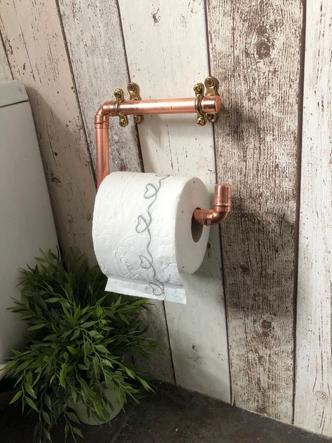 Funky Lights, Pipe Toilet Paper Holder, Industrial Farmhouse Decor, Tissue Paper Holder, Copper Work, Copper Candle, Copper Decor, Toilet Paper Holders, Unique Farmhouse