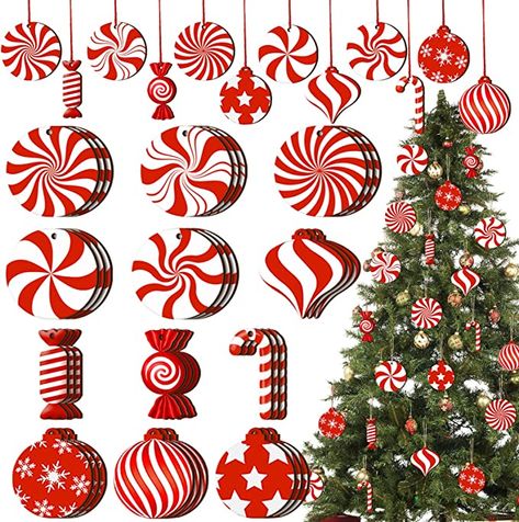 AmazonSmile: 36 Pieces Candy Cane Candy Christmas Ornaments Christmas Wood Hanging Decor Xmas Tree Wood Cutouts Candy Cane Peppermint Christmas Decor for Christmas Home Party Decoration Supplies (Candy Style) : Home & Kitchen Peppermint Christmas Decorations, Cheap Christmas Trees, Festive Party Decorations, Christmas Lollipops, Candy Cane Christmas Tree, Table Centerpiece Decorations, Peppermint Christmas, Candy Ornaments, Candy Cane Ornament