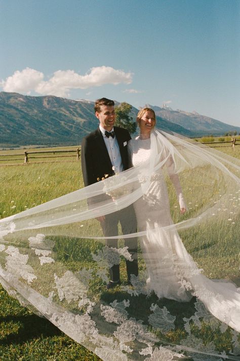 Rustic Floral Centerpieces, Samm Blake, Long Sleeve Lace Gown, Bridal Gown Inspiration, Wyoming Weddings, Jackson Hole Wedding, Tent Reception, Rooftop Wedding, Jackson Hole Wyoming