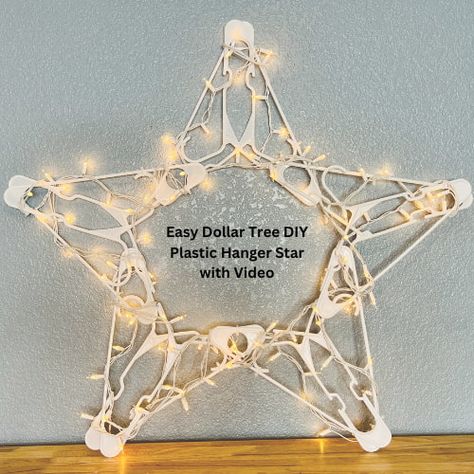 Star Hanger Craft, Stars Made From Plastic Hangers, Star Made Out Of Plastic Hangers, Clothes Hanger Christmas Star, Star Made From Plastic Hangers, Plastic Hanger Butterfly Diy, Clothes Hangers Ideas Crafts, Crafts With Plastic Hangers, Clothes Hanger Star Diy