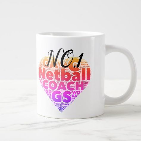 Motivational No.1 Netball Coach Giant Coffee Mug - Netball gift idea. Netball Coach, Basketball Cheers, Volleyball Photos, Softball Catcher, Volleyball Drills, Volleyball Quotes, Cheer Uniform, Volleyball Gifts, Coaching Volleyball