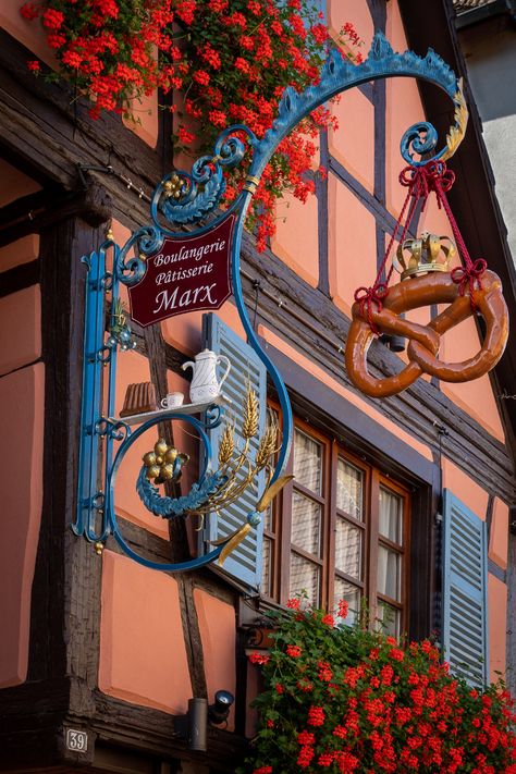 Eguisheim boulangerie-patisserie sign, Alsace | Bob Radlinski | Flickr France Aesthetic, Alsace France, Perfect Itinerary, Colmar, Secret Life, Street Signs, Reference Photos, Christmas Market, Alsace