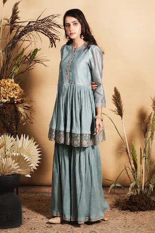 Cotton Sharara, Kurta And Sharara Set, Indian Lengha, Kurta And Sharara, Sharara Pants, Kurta Sharara Set, Angrakha Style, Kurta Sharara, Silk Kurta