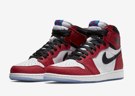 Air Jordan 1 Origin Story Spider-Verse 555088-602 Release Date Price Og Spiderman, Retro Jordans, Sneaker Heads, Nike Gear, Basket Style, Jordan Retro 1, Origin Story, Nike Tennis, Air Jordan Retro