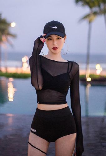 Black swimsuit aesthetic