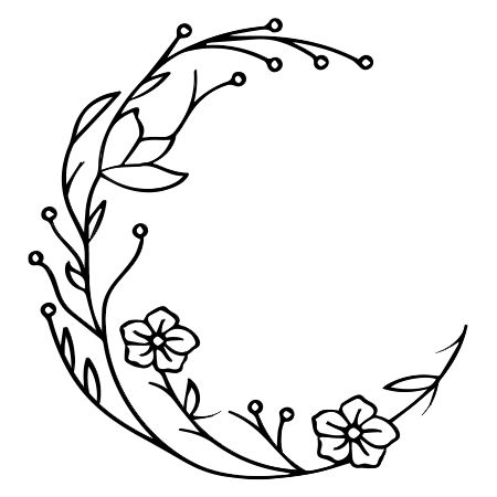 Floral Moon is a beautiful and intricate tattoo design brought to you by Inkbox Tattoos. Featuring delicate linework, bold flowers, and a crescent moon, this botanical design is perfect for nature lovers who want a touch of whimsy. Made with high-quality, water-resistant ink, this tattoo is easy to apply and can last for up to two weeks. Experience the beauty of nature with Floral Moon. Vine Tattoo On Finger, Scraffito Designs Simple Flower, Unique Moon Tattoo, Celtic Mother Tattoos, Dainty Moon Tattoo, Fodder Art, Flower Vine Tattoos, Simple Flower Tattoo, Painted Pictures