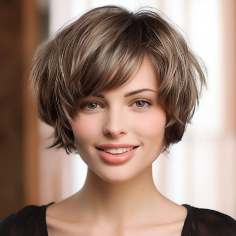 Square Face Short Hair, Short Pixie Bob Haircuts, Shag With Bangs, Short Pixie Bob, Feminine Hairstyles, Haircut For Square Face, Square Face Hairstyles, Amazing Hairstyles, Bangs Hairstyles