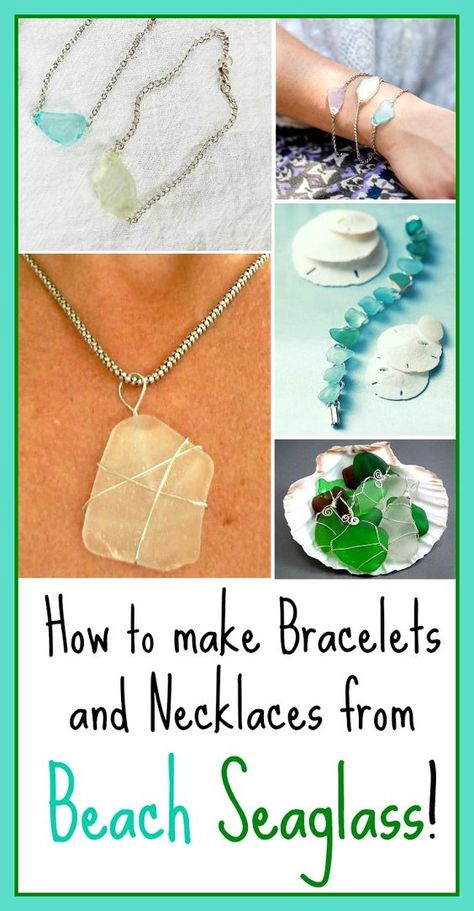 How to make Bracelets and Necklaces from Beach Seaglass: http://beachblissliving.com/how-to-make-jewelry-from-beach-sea-glass/ From wire wraps, to glue-on, to drilling holes. Beach Glass Crafts, Make Bracelets, Wire Jewelry Making, Sea Glass Bracelet, Beachglass Jewelry, Sea Glass Crafts, Seashell Jewelry, Make Jewelry, Bracelets And Necklaces