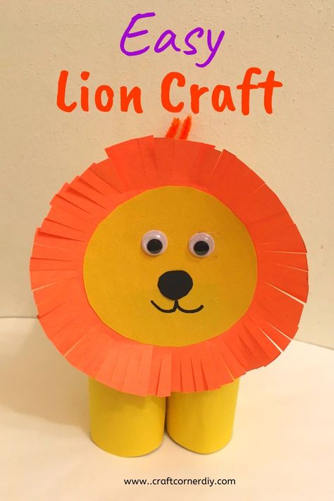 This is a fun animal craft for your kids to make.  I love how this lion craft stands on 4 legs.  Fun and easy kids craft.  #kidscraft #lioncraft #craftforkids Lion Kids Crafts, Toilet Paper Tubes, Zoo Animal Crafts, Lion Craft, Elephant Crafts, Paper Plate Crafts For Kids, Flag Crafts, Animal Craft, Creative Kids Crafts