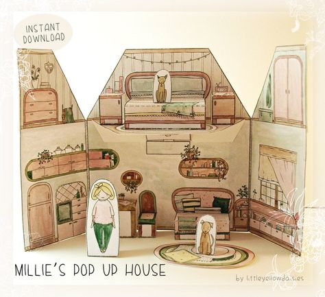 Pop Up Paper House, Coloring Party, Doll House Kit, Holiday Cards Family, Printable Dollhouse, Mushroom Crafts, Paper Doll House, Paper House, Paper Dolls Printable