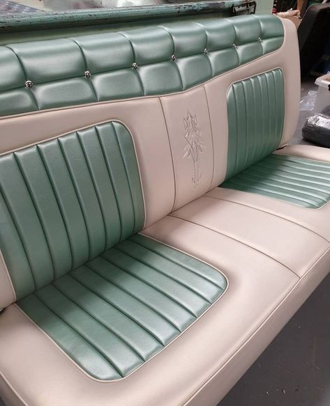 Reupholstered Car Interior, Vehicle Upholstery, Custom Car Interior Upholstery, Tooled Leather Truck Interior, Vintage Car Upholstery, Hearse Car Custom Interior, Automotive Upholstery, Car Furniture, Leather Car Seat Covers