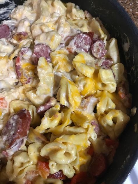 Smoked Sausage and Tortellini Skillet | Hillshire Farm® Brand Tortellini And Smoked Sausage Recipes, Smoked Sausage And Tortellini Recipes, Hill Shire Farm Sausage Recipes, Tortellini Recipes With Sausage, Recipes With Beef Kielbasa, Hillshire Farms Smoked Sausage Recipes, Tortellini And Smoked Sausage, Smoked Sausage Tortellini, Hillshire Farm Sausage Recipes