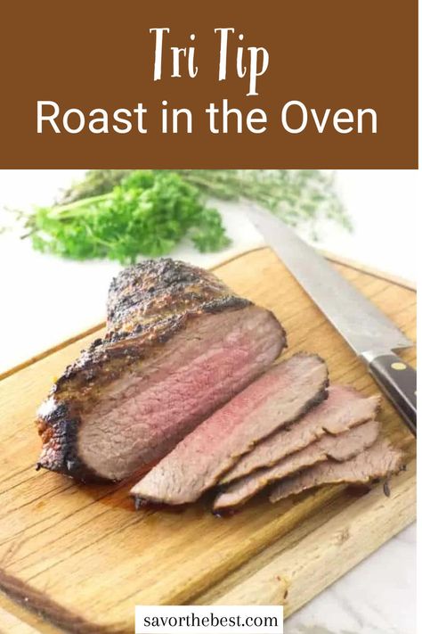 A tri-tip roast is a cut of beef that looks like a large, triangular-shaped, extra-thick steak. It is actually a roast and it has amazing flavor. This is a cut of beef from the lower portion of the sirloin and tends to be pretty lean. Tri Tip Recipes Oven, Oven Roasted Tri Tip, Tri Tip Steak Recipes, Tritip Recipes, Rump Roast, Roast In The Oven, Roasted Beef, Dry Rub Recipes, Roast Beef Recipes