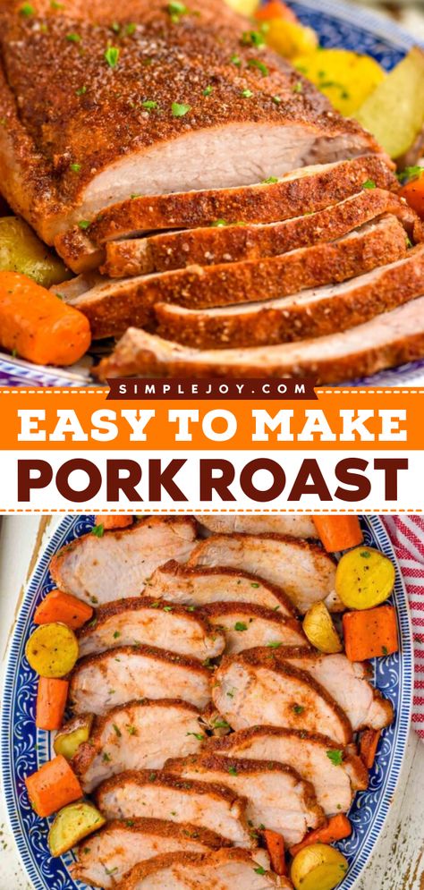 This easy pork roast recipe only takes 5 minutes to prep! Moist and juicy inside with a crispy exterior, this oven-roasted pork loin is such a delicious Thanksgiving main dish. Put this on your Thanksgiving dinner party menu! 3 Lb Pork Loin In Oven, How To Cook Pork Loin Roast, Half Loin Boneless Pork Loin Roast, Quick Pork Roast Recipes, Boneless Pork Top Loin Roast Recipes, 2 Lb Pork Loin Roast Oven, Recipe For Pork Loin Roast, Roast Pork Loin Recipes, How To Cook A Pork Loin In The Crockpot