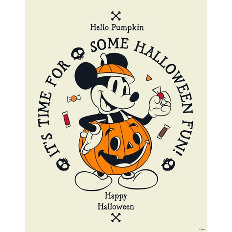 Features: Thick, high-grade vinyl resists tears, rips & fading. Reusable design is safe for walls. Sticks to most smooth surfaces. Details: Indoor use. No tape or tacks required. Made in USA. | Mickey and Friends: Halloween Mickey Mouse Halloween Fun Poster - Disney Removable Adhesive Decal Large Disney Halloween Poster, Disney Halloween Designs, Mickey Mouse Halloween Wallpaper, Disney Halloween Art, Ponyo Drawings, Minimalista Disney, Vintage Disney Halloween, Disney Halloween Decor, Mickey Clipart