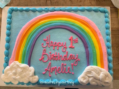 Pastel Rainbow Sheet Cake Birthday, Pastel Rainbow Sheet Cake, Rainbow Sheet Cake Ideas, Rainbow Sheet Cake Birthday, Rainbow Sheet Cake, Unicorn Pasta, Adoption Cake, Ivy Cake, Rainbow Cookie Cake