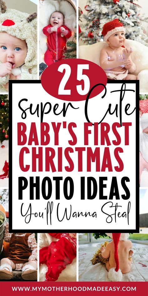 Baby first Christmas Baby First Xmas Pictures, Baby Xmas Picture Ideas, Christmas Photo Ideas For Newborn, Diy Christmas Infant Pictures, Infant First Christmas Pictures, 9 Month Christmas Photoshoot, Christmas Pictures To Take With Baby, Newborn In Stocking Photo Ideas, Easy Diy Baby Christmas Pictures