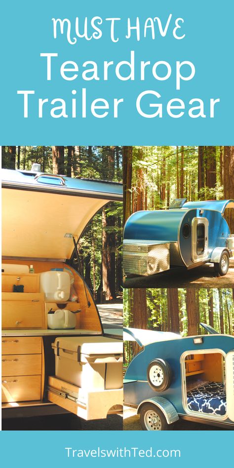 Recently purchased a teardrop trailer or teardrop camper? Read this article for a complete list of all of the RV accessories and camping supplies your need to make your first road trip a success. We recommend teardrop trailer interior and storage solutions as well a outdoor, RV gear. Click now and start supplying your teardrop camper trailer today! Teardrop Trailer Interior Ideas, Teardrop Trailer Decorating Ideas, Teardrop Trailer Storage Ideas, Teardrop Trailer Decor, Teardrop Trailer Organization, Teardrop Trailer Camping Hacks, Teardrop Camper Storage Ideas, Teardrop Camper Interior Ideas, Teardrop Trailer Hacks