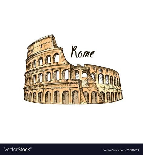 Colleseum Rome Drawing, Rome Italy Tattoo Ideas, Colleseum Rome, Rome Illustration, Italy Landmarks, Landmark Architecture, Rome Pictures, Italy Tattoo, Italy Illustration