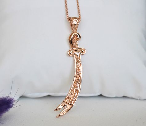 Battle Of Uhud, Modest Jewelry, Ali Ibn Abi Talib, Dagger Necklace, Necklace For Women Gold, Silver Necklace For Women, Phoenix Necklace, Islamic Jewelry, Phoenix Pendant