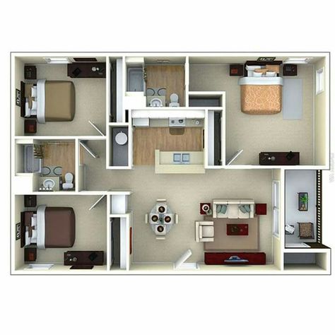 Master Bath Floor Plan, Floor Plan Apartment, Tiny House Family, Plan Apartment, 3d Floor Plan, 3d House Plans, Apartment Floor Plan, Apartment Floor Plans, House Layout Plans