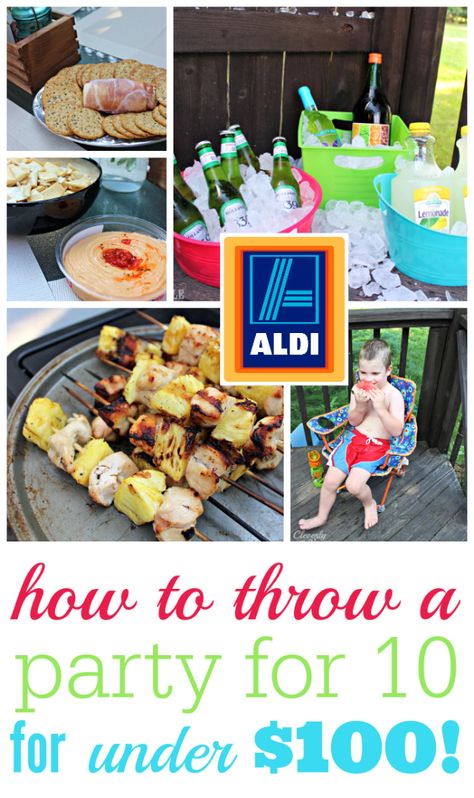 Party for 10 for under $100 with Aldi! #sponsored                                                                                                                                                     More School Bonfire, Aldi Party Food, Bonfire Ideas, Aldi Meals, Birthday Party On A Budget, Breakfast Gift Basket, Fabulously Frugal, Ball Birthday Party, Aldi Meal Plan