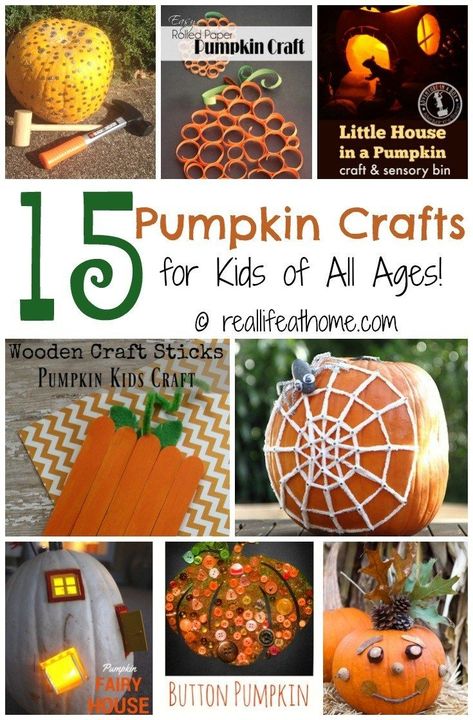 With autumn just arriving, now is the perfect time to gather your art supplies and make some pumpkin crafts with your favorite kiddos! | Real Life at Home Easy Pumpkin Crafts, Pumpkin Crafts For Kids, Paper Pumpkin Craft, Wooden Craft Sticks, Thanksgiving Books, Spider Crafts, Pumpkin House, Fun Fall Activities, Autumn Activities For Kids