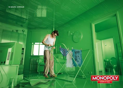 Monopoly Print Advert By JWT: Own it all, 1 | Ads of the World™ Green Campaign, Red Hotel, Creative Advertising Campaign, Publicidad Creativa, Class Management, Classic Board Games, Green Architecture, Print Advertising, Advertising Agency