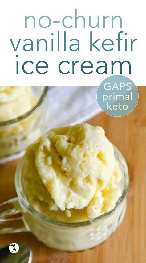 No-Churn Vanilla Kefir Ice Cream :: primal, GAPS, keto Kefir Ice Cream, Milk Kefir Recipes, Fermented Beverages, Gaps Diet Recipes, Float Recipes, Kefir Recipes, Clean Foods, Food Keto, Milk Kefir