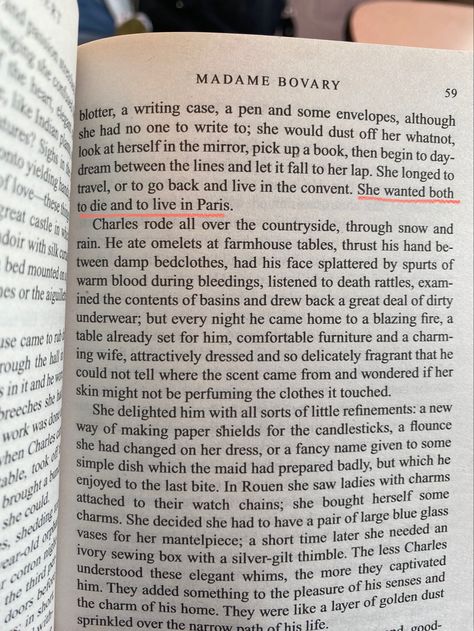 “She wanted both to die and to live in Paris.” -Madame Bovary Madame Bovary Aesthetic, Madame Bovary Book, Madame Bovary, Live In Paris, Pics Inspo, Literature Quotes, Living In Paris, Real Quotes, Book Club