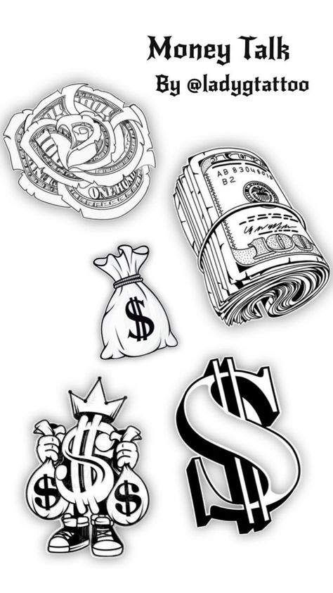 Half Sleeve Tattoo Stencils, Maching Tattoos, Anchor Tattoo Design, Black Art Tattoo, I Want Money, Gangsta Tattoos, Money Tattoo, Chicano Style Tattoo, Tattoo Outline Drawing