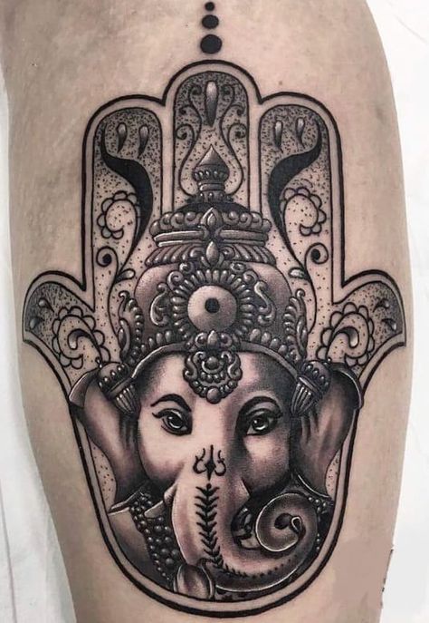 Elephant Tattoo Shoulder, Hamsa Elephant Tattoo, Hamsa Tattoo Meaning, Tattoo Brazo Mujer, Mandala Tattoo Sleeve Women, Buda Tattoo, Elephant Tattoo Meaning, Hamsa Tattoo Design, Ganesh Tattoo