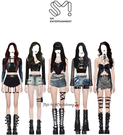 K Pop Stage Outfits Ideas 5 Members, Y2k Fashion Kpop, 5 Member Girl Group Outfits Y2k, Fanmeeting Outfit, 5 Member Girl Group Outfits, Plain Black Tank Top, Korean Outfits Kpop, Kpop Fits, Celebrity Casual Outfits