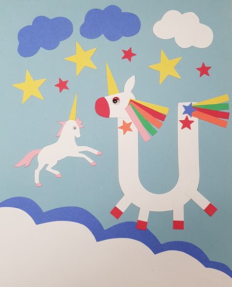 U Is For Unicorn, Letter Of The Week, Alphabet Crafts, Letter Activities, Learning Numbers, Letter A Crafts, Kindergarten Literacy, Childrens Crafts, Diy Hair Accessories