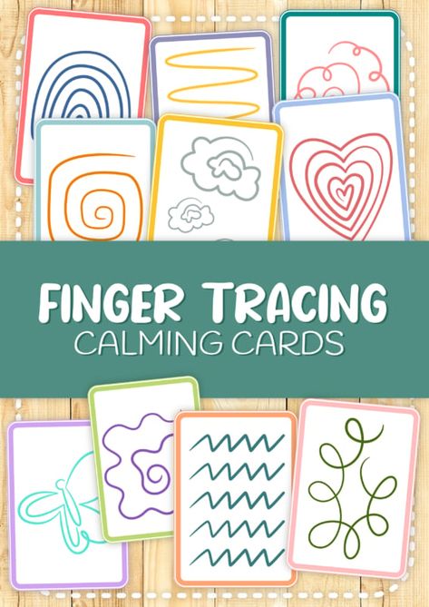 Finger Tracing Calming Cards via @lisalightner Daycare Calm Down Corner, Calm Down Activities For Preschool, Home Calm Down Corner, Sensory Calming Corner, Calm Activities For Kids, Calm Corner At Home, Calm Down Corner Free Printables, Finger Tracing Calming Cards, Calming Corner Ideas