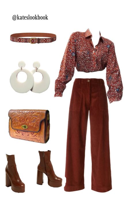 Formal Hippie Outfit, Formal Boho Outfit, Outfits 70s Style, 70s Outfits Party, Hippie Academia, Outfit Camping, 70s Outfits Ideas, Wine Pants, Student Outfit