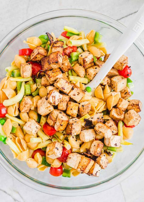 Cooked Tofu, Balsamic Pasta, Tofu Pasta, Healthy Pasta Salad Recipes, Summer Pasta Salad Recipes, Tofu Chicken, Healthy Pasta Salad, Friends Recipes, Sides Recipes