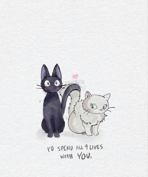 Brian Serway, Jiji And Lily, April Bujo, Ghibli Fanart, The Cat Returns, 9 Lives, Music Drawings, Kiki Delivery, Cat Doodle