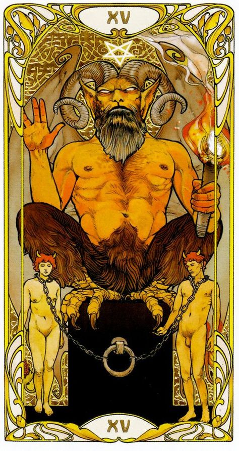 - Card from Golden Art Nouveau Tarot Art Nouveau Tarot, Tarot Waite, The Devil Tarot, Light Bringer, Tarot Decks Art, Mystic Art, All Tarot Cards, The Sun Tarot, Style Artist